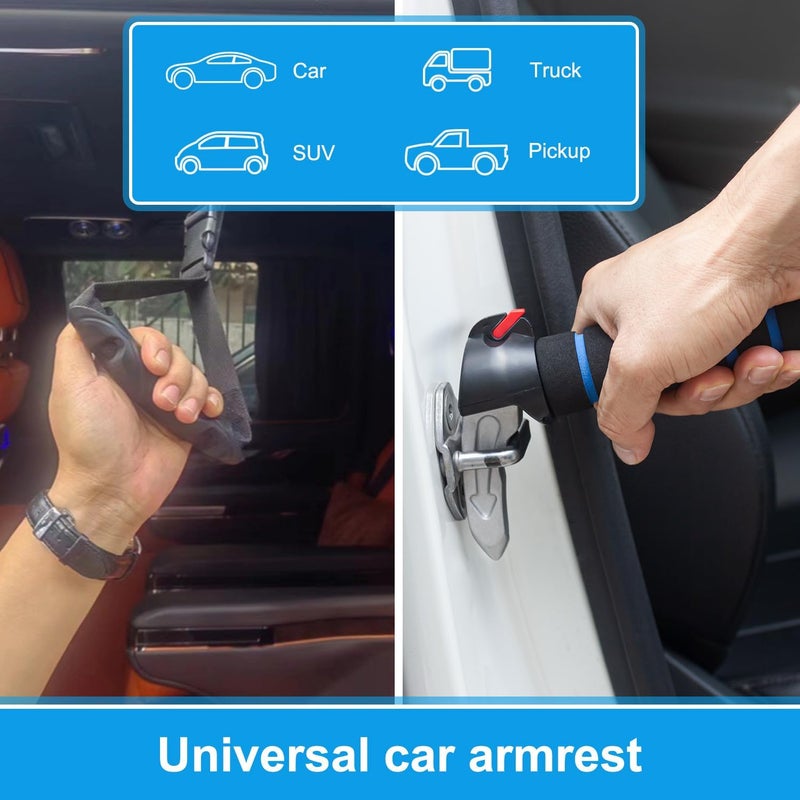 Shouken Elderly Car Handle Assist,Car Door Handle for Elderly,Support Multifunction Door Latch for Seniors and Handicapped (Blue - 2 Pack Car Handle + Strap) - Image 4